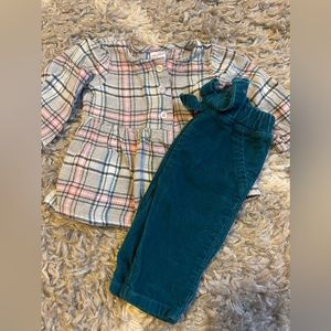 Carters outfit, corduroy pant set, 3 months